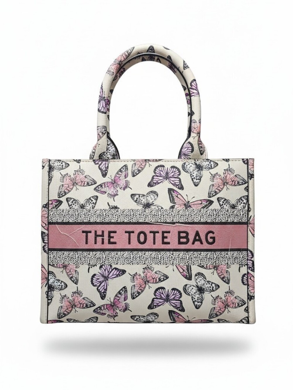 The Tote Nwot Bag Butterfly Print Pink & Cream Tote